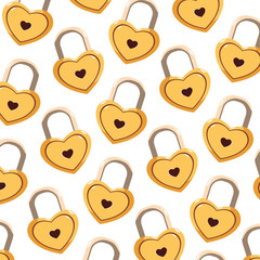 pattern of heart shaped padlock on white background