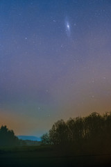 Night sky including the Andromeda Galaxy photographed from Lampenhain in the Odenwald in Germany.