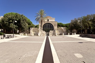 Landscape shot of basilica di san saturnino cagliari italy in a clear blue sky