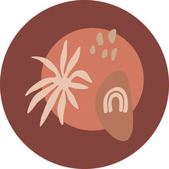 Highlights stories cover in warm terracotta pastel colors. Abstract floral illustration, editable vector