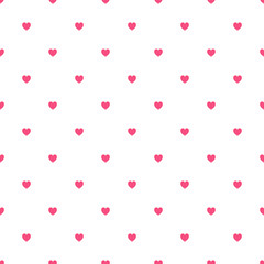 Cute Violet Seamless Polka Heart Vector Pattern Background for Valentine Day - February 14, 8 March, Mother's Day, Marriage, Birth Celebration. Romantic Girlish Design.