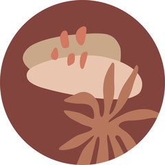 Highlights stories cover in warm terracotta pastel colors. Abstract floral illustration, editable vector