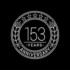 153 years anniversary logo template. 153rd line art vector and illustration.