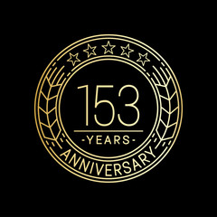 153 years anniversary logo template. 153rd line art vector and illustration.