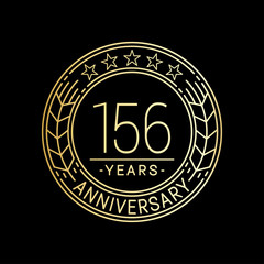156 years anniversary logo template. 156th line art vector and illustration.