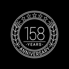 158 years anniversary logo template. 158th line art vector and illustration.
