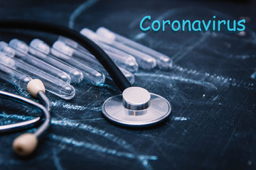 Coronavirus diagnostic analysis concept. 2019 nCoV Coronavirus originating in Wuhan, China.