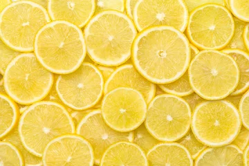 Foto op Plexiglas Fresh lemon slices pattern backgrond, close up © respiro888