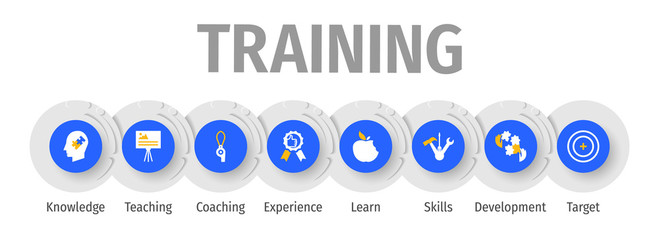 Training Flat Vector Icons. Training Vector Background with Icons.