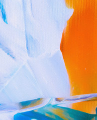 Close up oil paint abstract background. Art textured brushstrokes in macro. Part of painting. Old style artwork. Dirty watercolor texture. Modern pattern. Chaotic splashes. Multi-colors design.