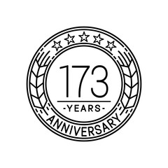 173 years anniversary logo template. 173rd line art vector and illustration.