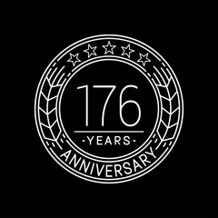 176 years anniversary logo template. 176th line art vector and illustration.