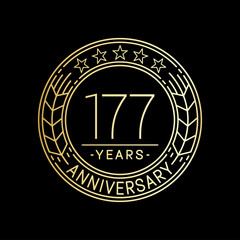 177 years anniversary logo template. 177th line art vector and illustration.