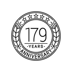 179 years anniversary logo template. 179th line art vector and illustration.