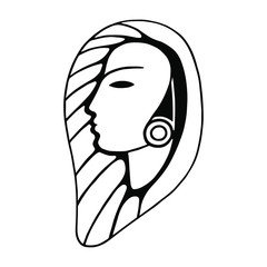 Female profile in doodle style. International Women's Day. Feminism concept design. Vector illustration for card, poster, modern design.