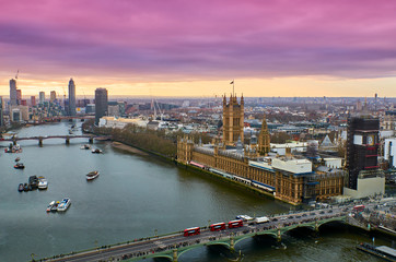 Fototapeta na wymiar Panoramic View Of London From London Eye