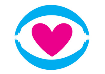 Silhouette hugging heart concise illustration for your design