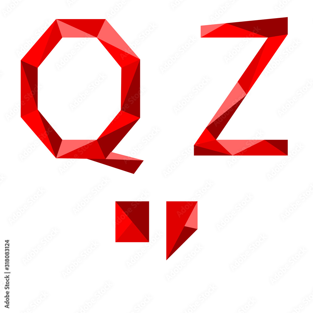 Fototapete crystal font. vector alphabet with light and shadow effect letters.