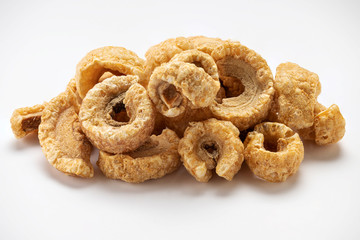 pork rinds isolated on white background