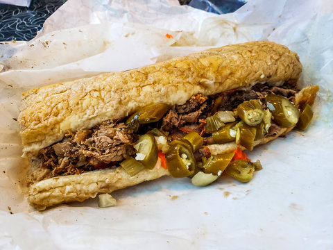 Famous Chicago Italian Beef Sandwich