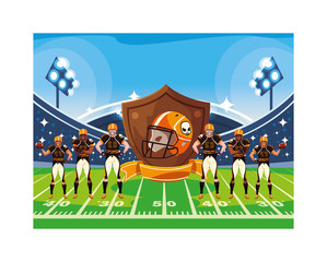 team of players american football in stadium