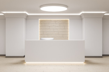 Reception desk with computer