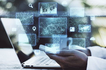 Businessman hand using laptop