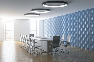 New meeting room with decorative blue wall