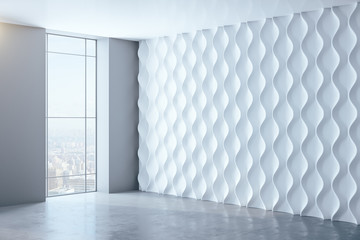 Luxury interior with empty white decorative wall