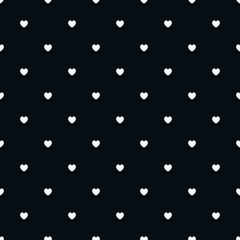 Romantic Black Seamless Polka Heart Vector Pattern Background for Valentine Day ( February 14 ), 8 March, Mother's Day, Marriage, Birth Celebration. Lovely Chic Design.
