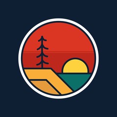 simple logo badge mounain design, for t-shirt prints, patches, emblems, posters, badges and labels and other uses