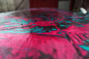 spilled paint on a blackboard beautiful drawing under a ball of water after rain
