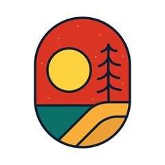 simple logo badge beach design illustration