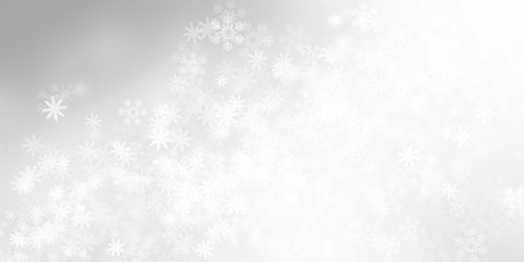 white and gray Christmas light with snowflake bokeh background, Winter backdrop wallpaper.