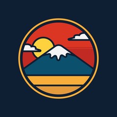 simple logo badge mountain design illustration