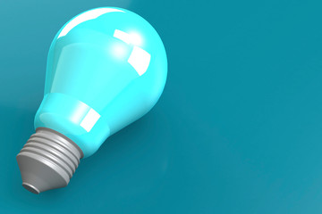 Blue light bulb with blue background