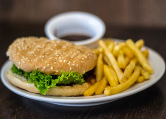burger and fries