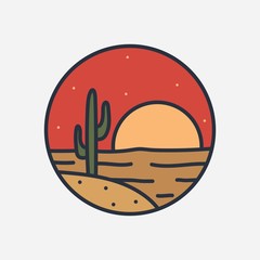 simple logo badge desert design, for t-shirt prints, patches, emblems, posters, badges and labels and other uses