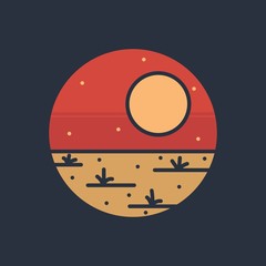 simple logo badge desert design, for t-shirt prints, patches, emblems, posters, badges and labels and other uses