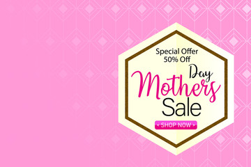 Mothers day sales vector with geometric pattern and diamont frame for advertising 