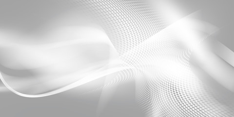 Naklejka premium Gray halftone pattern with white line motion backdrop wallpaper. Clean Grey geometric background.