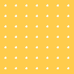 Romantic Yellow Seamless Polka Hearts Vector Pattern Background for Valentine Day or Mother's Day. Poster, Flier, Invitation, Wrapping Paper, Greeting Card or Banner.