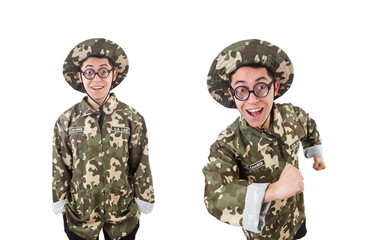 Funny soldier isolated on the white