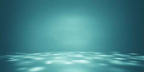 Dark green-blue gradient background. Beautiful light teal color abstract wallpaper. Empty room studio backdrop.