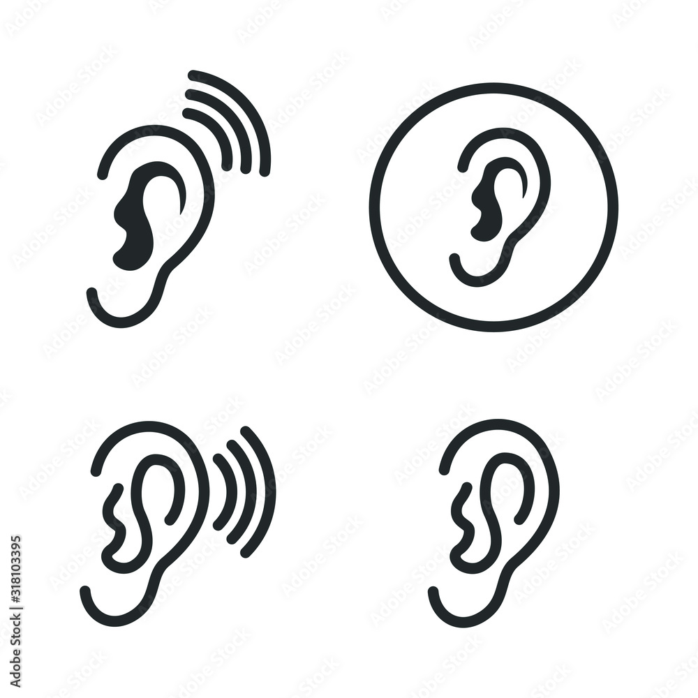 Poster ear, hearing icon template color editable. ear symbol vector sign isolated on white background illus