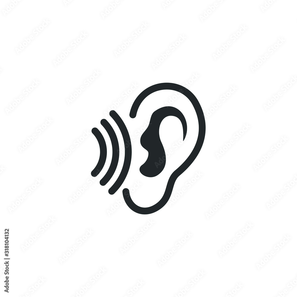 Poster ear, hearing icon template color editable. ear symbol vector sign isolated on white background illus