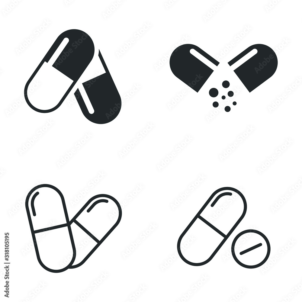 Poster capsule icon template color editable. medicine symbol vector sign isolated on white background illus