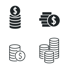 Coin icon template color editable. Coin symbol vector sign isolated on white background illustration for graphic and web design.
