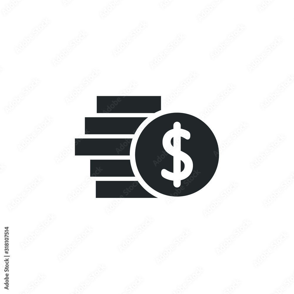 Aufkleber Coin icon template color editable. Coin symbol vector sign isolated on white background illustration for graphic and web design.