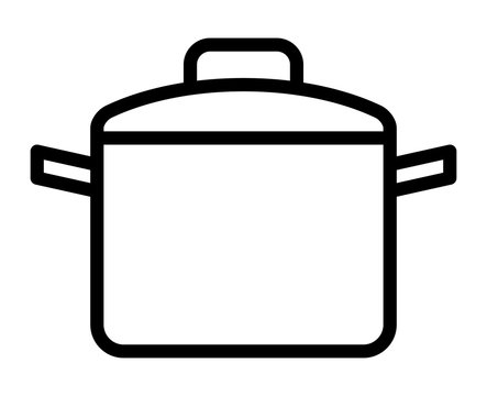 Cooking pot or stockpot / stock pot line art vector icon for cooking apps and websites